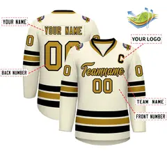 Khaki Old Gold-Black Classic Hockey Jersey 2