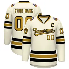 Khaki Old Gold-Black Classic Hockey Jersey 1