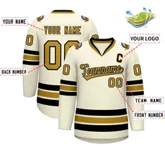 Khaki Old Gold-Black Classic Hockey Jersey 2