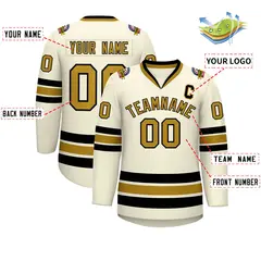 Khaki Old Gold-Black Classic Hockey Jersey 2