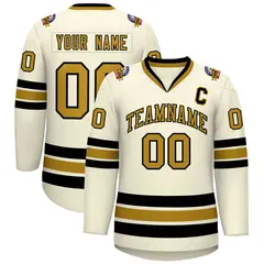 Khaki Old Gold-Black Classic Hockey Jersey 1