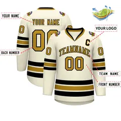 Khaki Old Gold-Black Classic Hockey Jersey 2