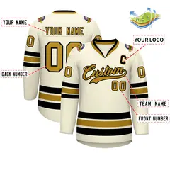 Khaki Old Gold-Black Classic Hockey Jersey 2