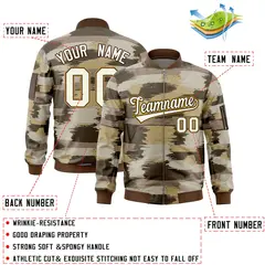 Khaki Old Gold Camo Varsity Full-Zip Letterman Bomber Jacket 2