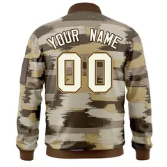 Khaki Old Gold Camo Varsity Full-Zip Letterman Bomber Jacket 4
