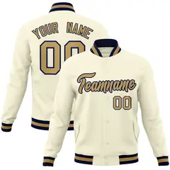 Khaki Old Gold-Navy Varsity Full-Snap Letterman Jacket 1