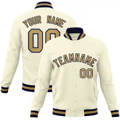 Khaki Old Gold-Navy Varsity Full-Snap Letterman Jacket 1