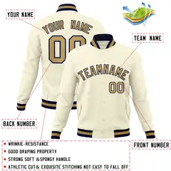 Khaki Old Gold-Navy Varsity Full-Snap Letterman Jacket 4