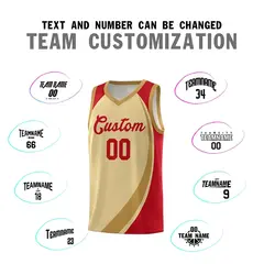 Khaki Old Gold-Red Color Block Basketball Jersey 3