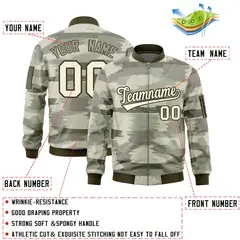 Khaki Olive Camo Varsity Full-Zip Letterman Bomber Jacket 2