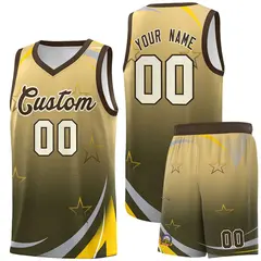 Khaki Olive Gradient Star Graffiti Basketball Jersey 1
