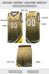 Khaki Olive Gradient Star Graffiti Basketball Jersey 2