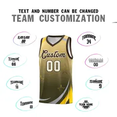 Khaki Olive Gradient Star Graffiti Basketball Jersey 3