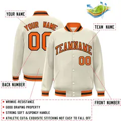 Khaki Orange-Black Varsity Full-Snap Letterman Jacket 2