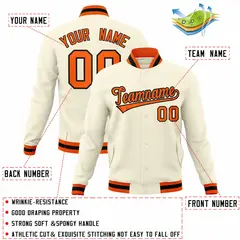 Khaki Orange-Black Varsity Full-Snap Letterman Jacket 4