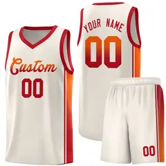 Khaki Orange-Red Gradient Fashion Basketball Jersey