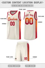 Khaki Orange-Red Gradient Fashion Basketball Jersey 2
