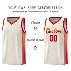 Khaki Orange-Red Gradient Fashion Basketball Jersey 3