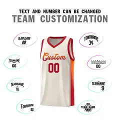 Khaki Orange-Red Gradient Fashion Basketball Jersey 4