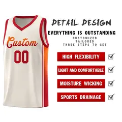 Khaki Orange-Red Gradient Fashion Basketball Jersey 5