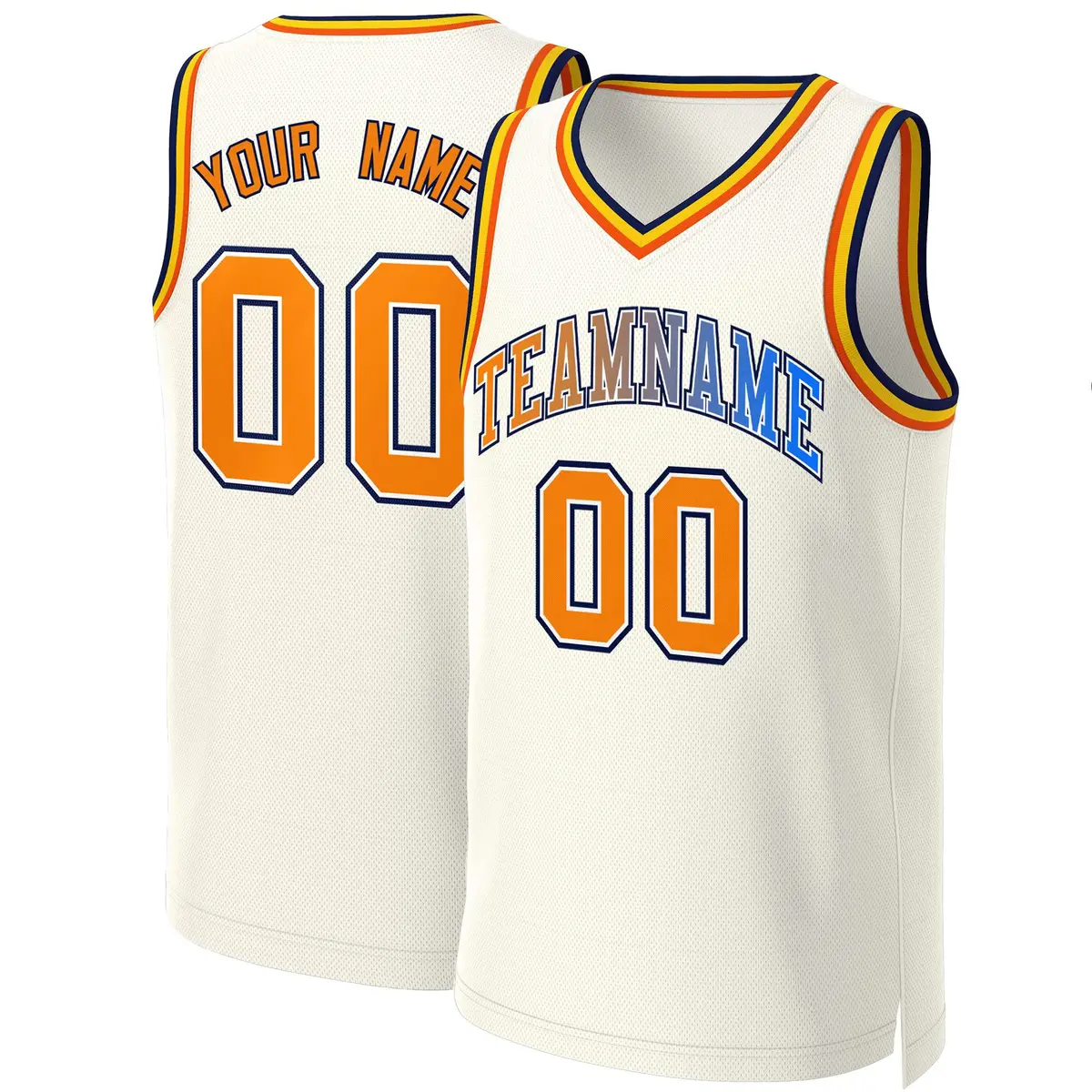 Khaki Orange-White Classic Gradient Basketball Jersey