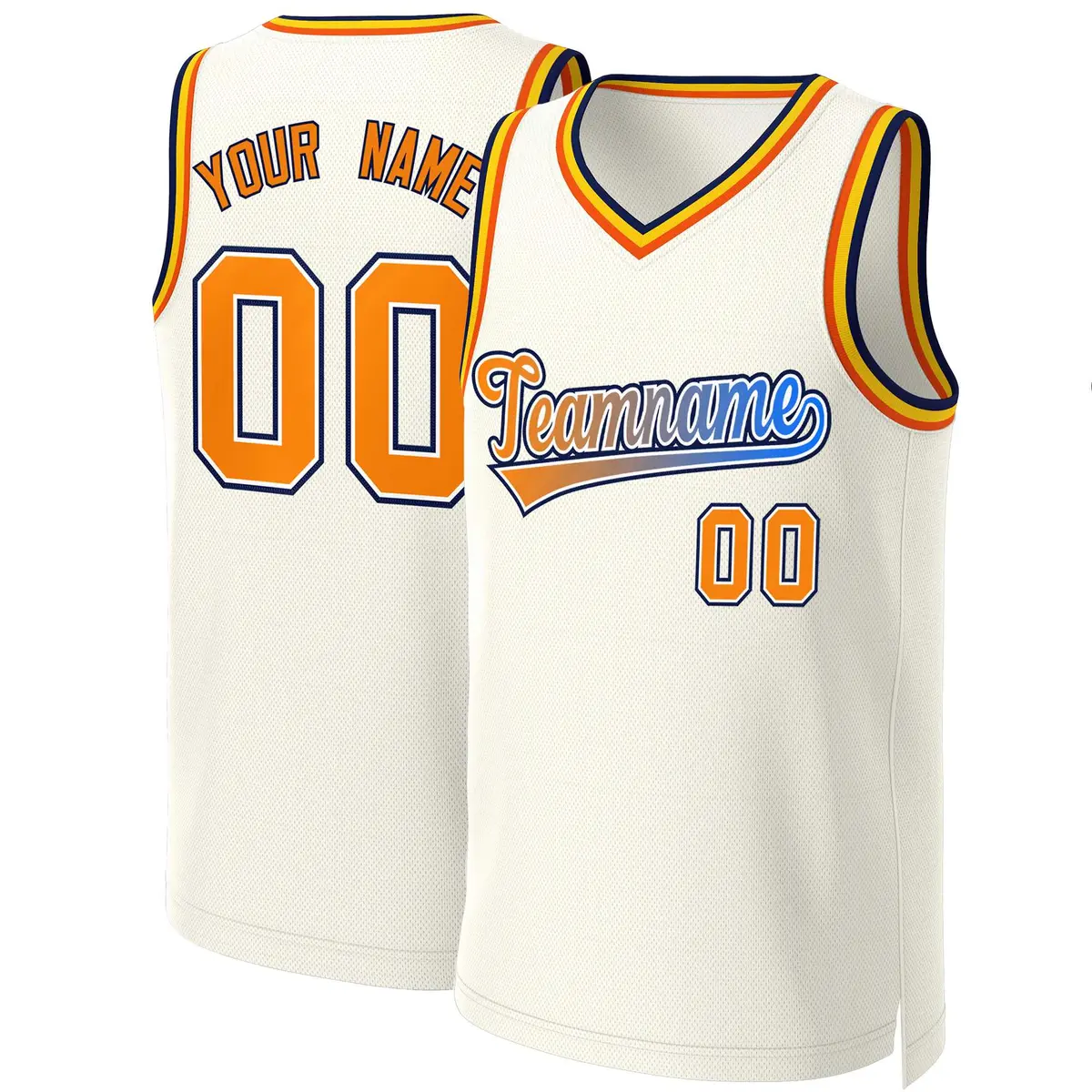 Khaki Orange-White Classic Gradient Basketball Jersey
