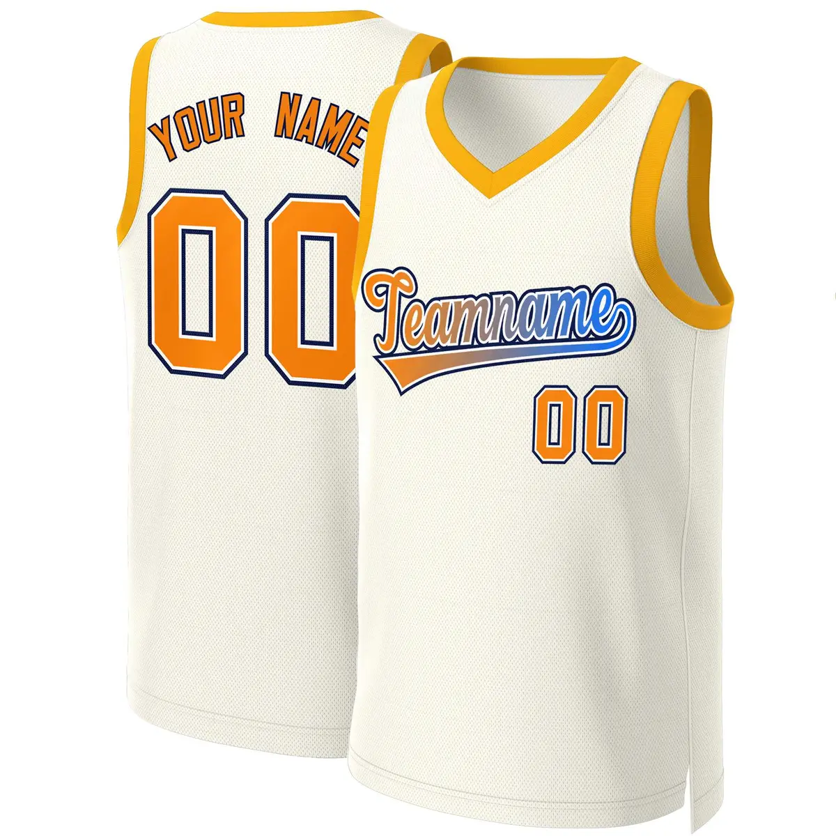Khaki Orange-White Classic Gradient Basketball Jersey