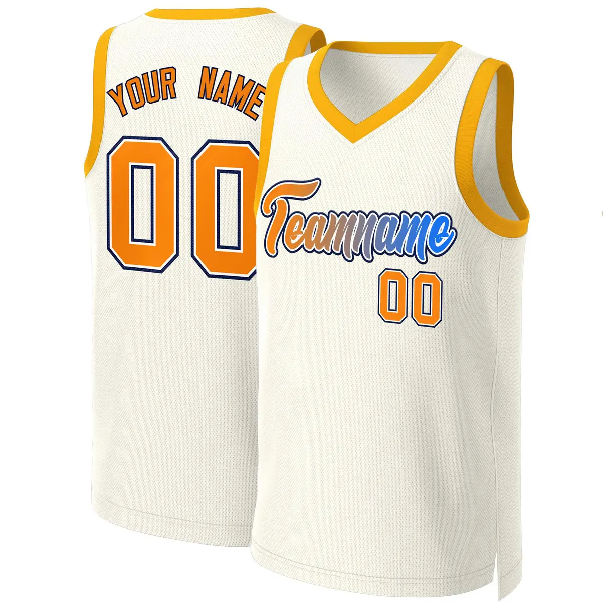 Khaki Orange-White Classic Gradient Basketball Jersey