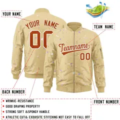 Khaki Orange White Full-Zip Graffiti Splash Varsity Letterman Jacket 2