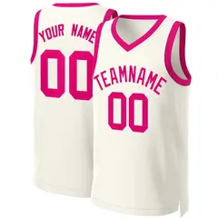 Khaki Pink Classic Team Basketball Jersey 1