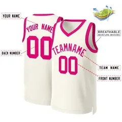 Khaki Pink Classic Team Basketball Jersey 2