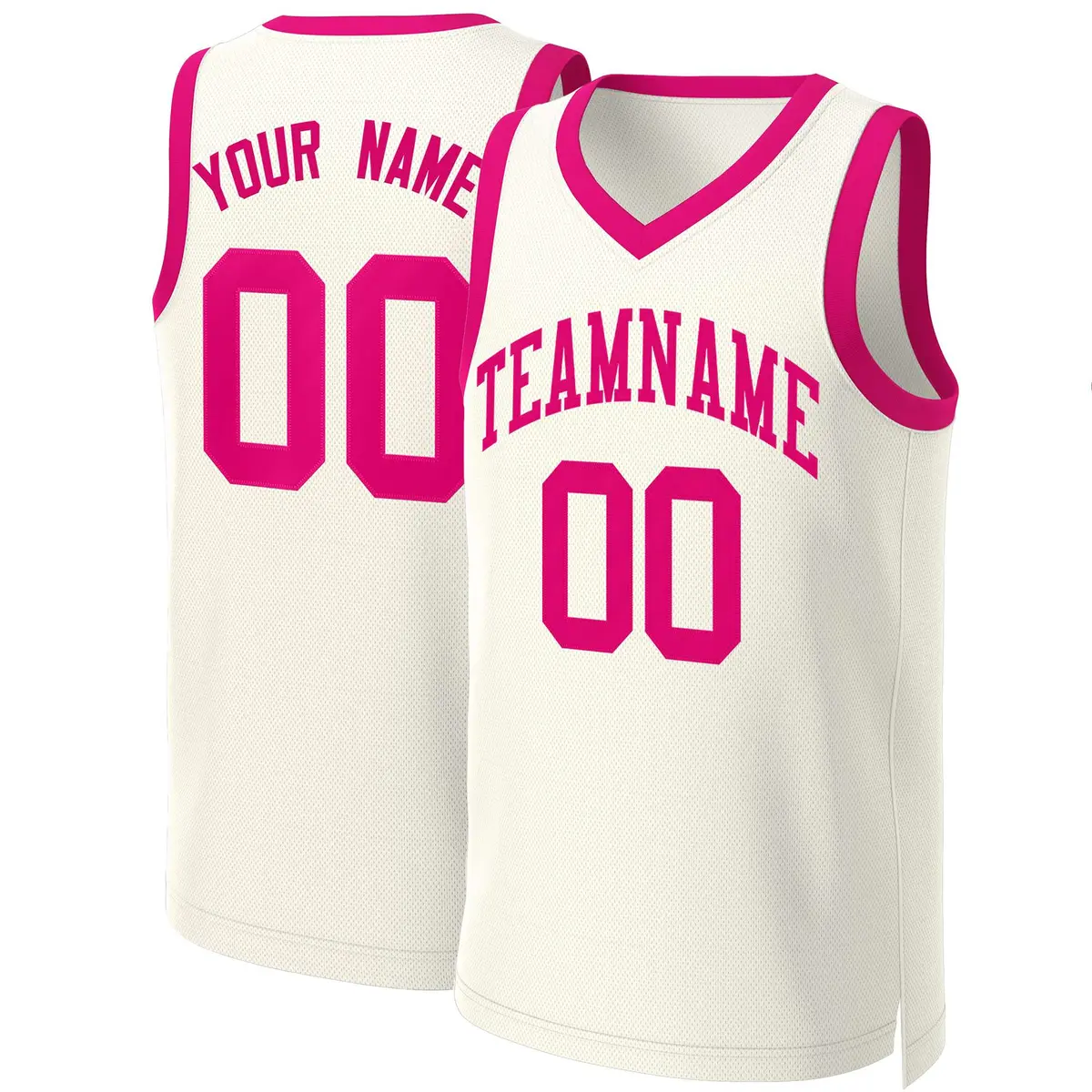 Khaki Pink Classic Team Basketball Jersey