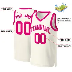 Khaki Pink Classic Team Basketball Jersey 2