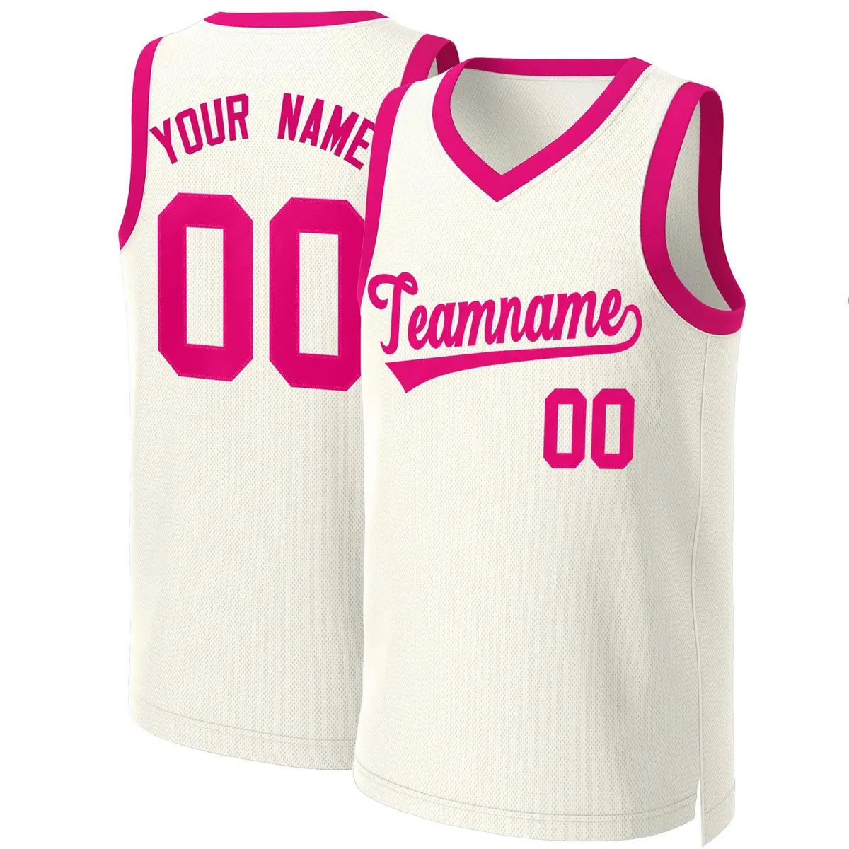 Khaki Pink Classic Team Basketball Jersey