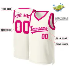 Khaki Pink Classic Team Basketball Jersey 2