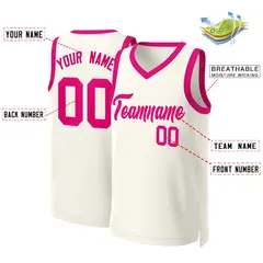 Khaki Pink Classic Team Basketball Jersey 2