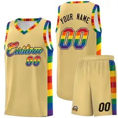 Khaki Pride Month LGBT Rainbow Basketball Jersey