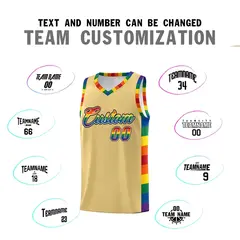 Khaki Pride Month LGBT Rainbow Basketball Jersey 4