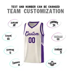 Khaki Purple Side Stripe Fashion Basketball Uniform Jersey 4