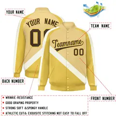 Khaki Raglan Varsity Full-Snap Letterman Baseball Jacket 2
