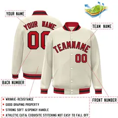 Khaki Red-Black Classic Varsity Full-Snap Letterman Jacket 2
