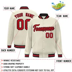Khaki Red-Black Classic Varsity Full-Snap Letterman Jacket 2