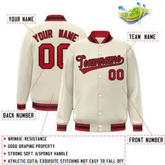 Khaki Red-Black Classic Varsity Full-Snap Letterman Jacket 2