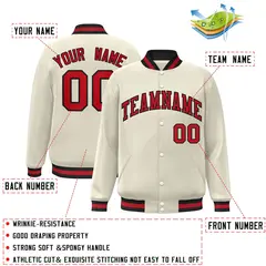 Khaki Red-Black Classic Varsity Full-Snap Letterman Jacket 2