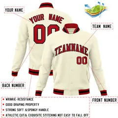 Khaki Red-Black Classic Varsity Full-Snap Letterman Jacket 4