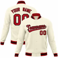 Khaki Red-Black Classic Varsity Full-Snap Letterman Jacket 1