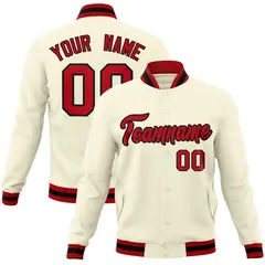 Khaki Red-Black Classic Varsity Full-Snap Letterman Jacket 1