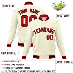 Khaki Red-Black Classic Varsity Full-Snap Letterman Jacket 4