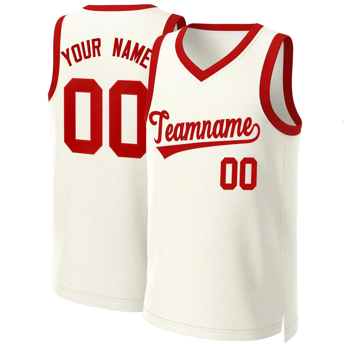 Khaki Red Classic Basketball Jersey