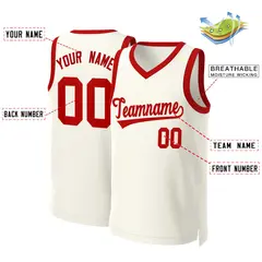 Khaki Red Classic Basketball Jersey 2